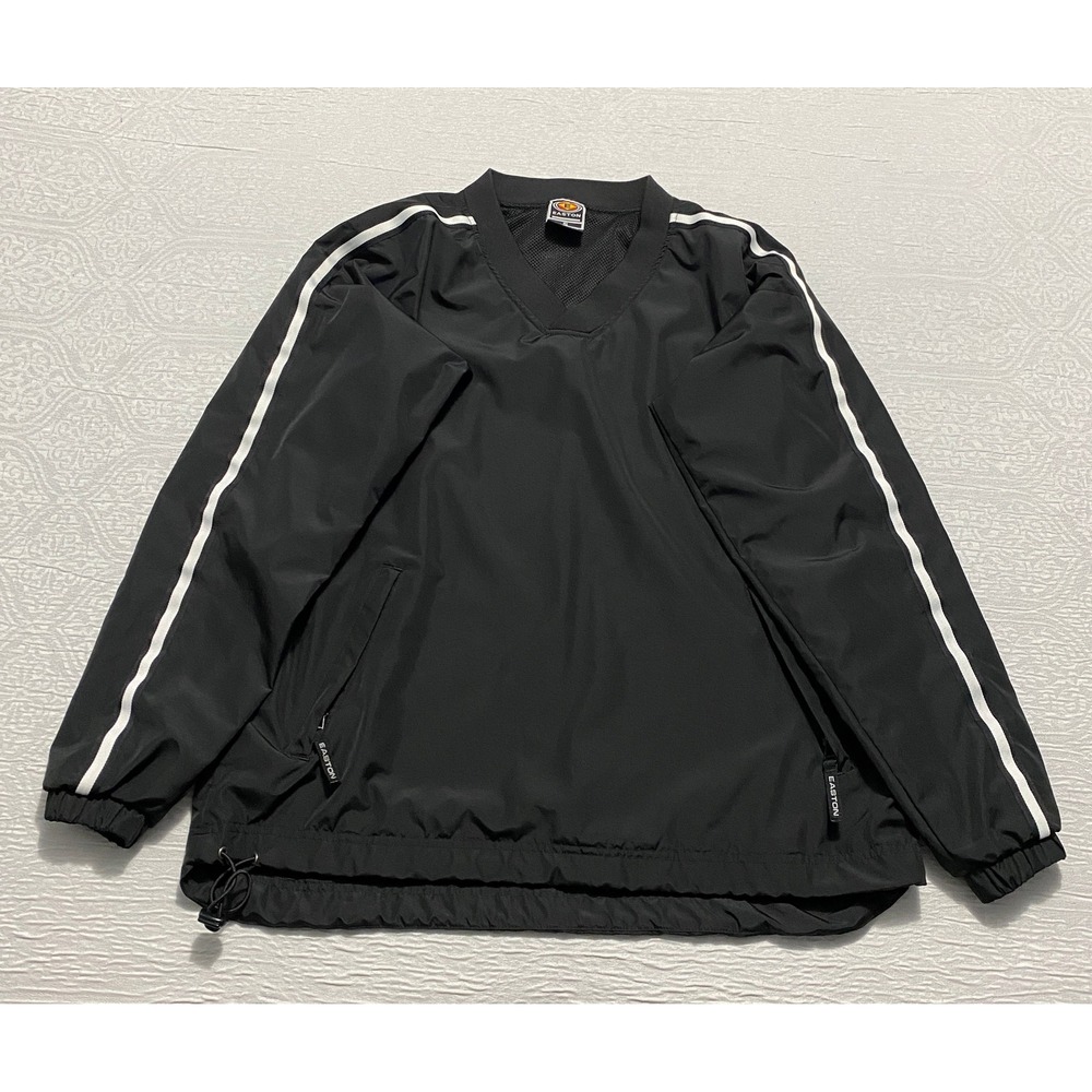 Easton Pullover Windbreaker Jacket Black White Stripe Mens Size S‎